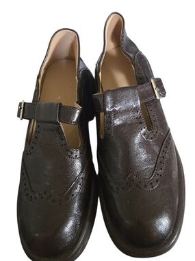 Women's Brown Platform T-Strap Mary Jane's